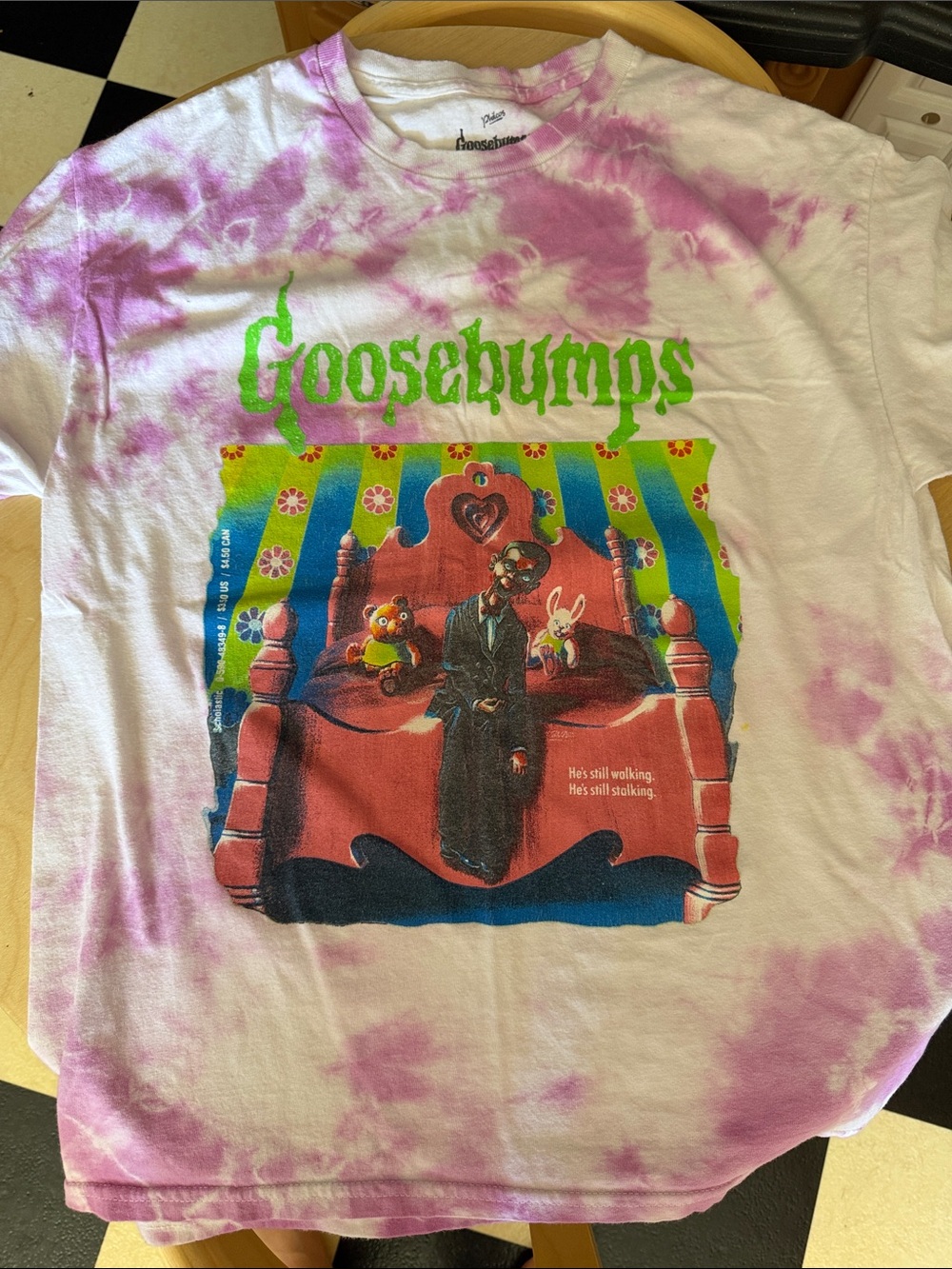 Scholastic Goosebumps Tie-Dye Tee in Pink & White